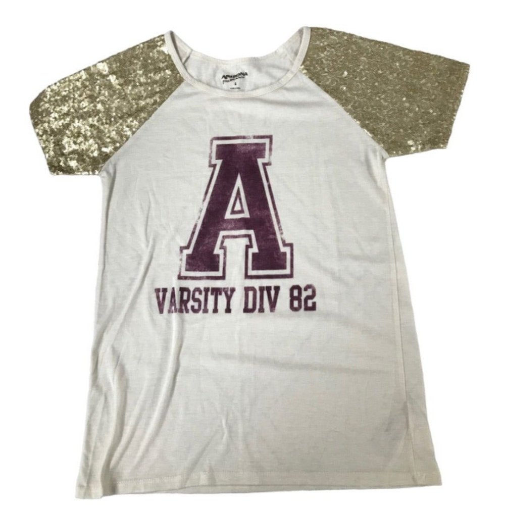 Small Arizona Jeans Co. Women's Jersey Style Tshirt Short Sequin‎ Sleeves